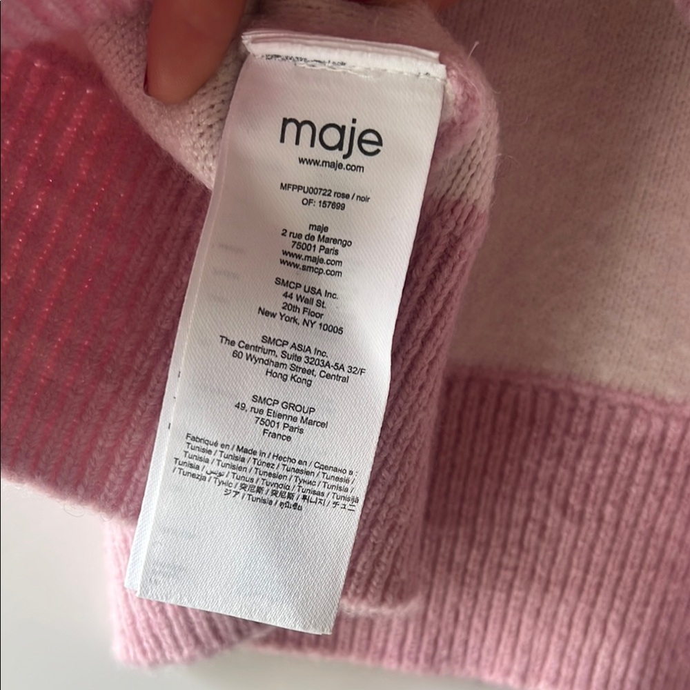NEW! Maje Pink Sleeveless Sweater Vest with Navy Blue Trim - Picture 6 of 8